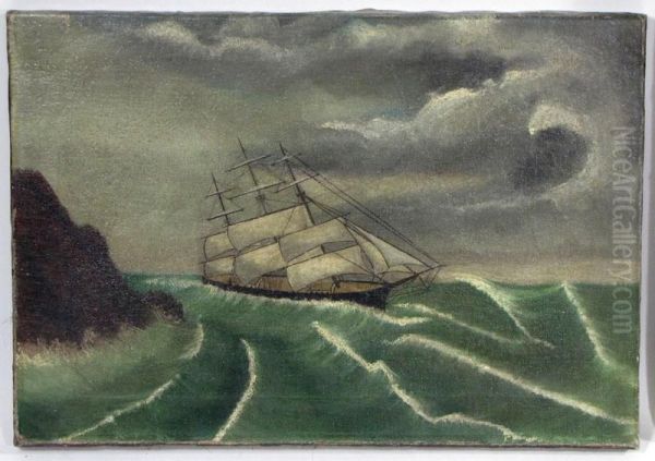 Clipper Ship On Stormy Sea Oil Painting by John Orne Johnson Frost