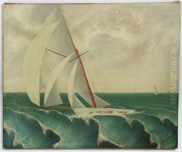 Sailboat With Full Sails Oil Painting by John Orne Johnson Frost