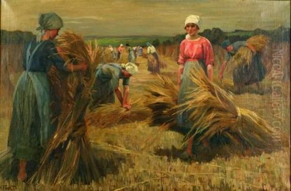 Gathering Grain Oil Painting by Martin Frost