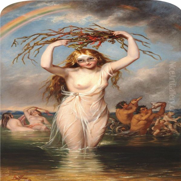 Nymphs And Mermen Playing Oil Painting by William Edward Frost