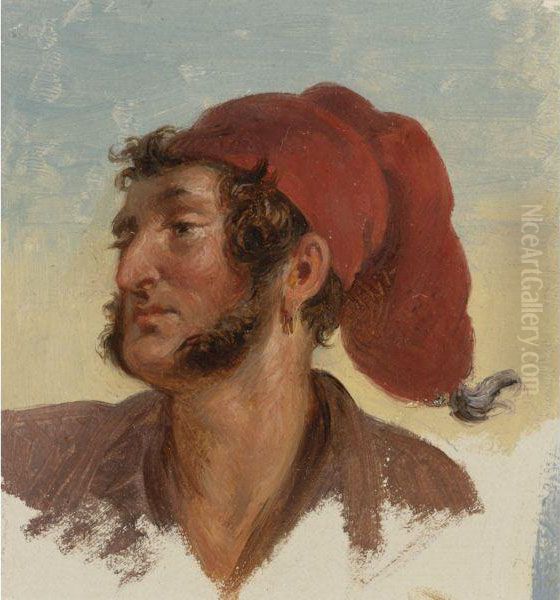 A Neapolitan Fisherman Oil Painting by Carl Fruwirth