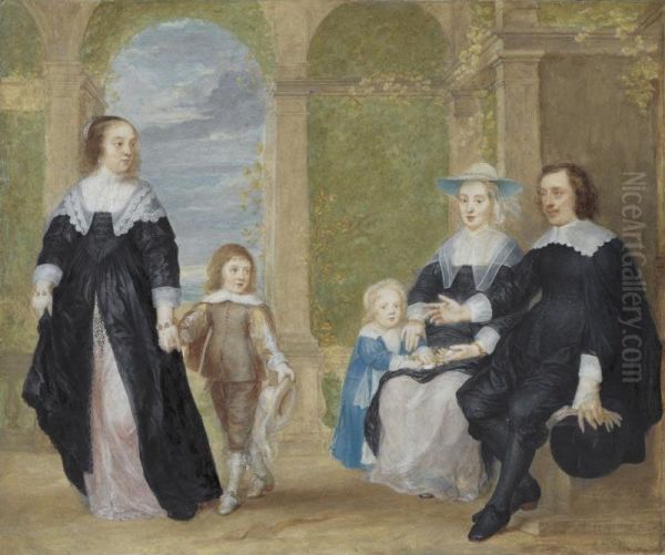 Portrait Of A Family Oil Painting by Philips Fruytiers