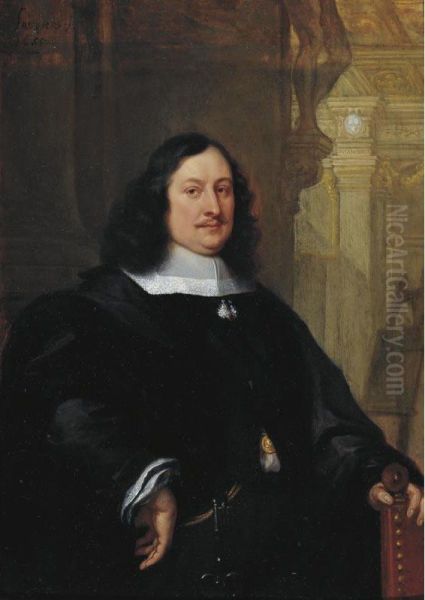 Sold By The J. Paul Getty Museum To Benefit Future Painting Acquisitions
 

 
 
 

 
 Portrait Of David Teniers, Three-quarter Length, Wearing A Black Cloak And White Collar, Resting His Left Hand On Oil Painting by Philips Fruytiers