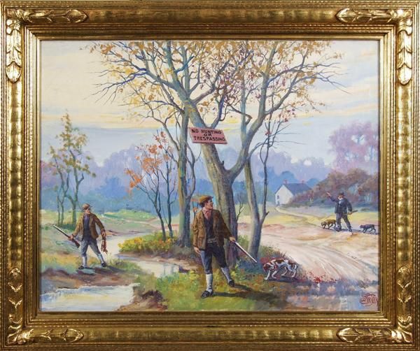 No Hunting Or Trespassing Oil Painting by Calvin W. Fryer