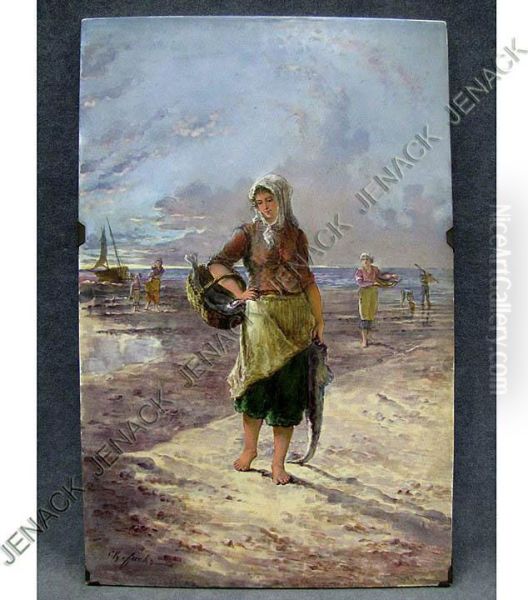 Brittonfisherwoman Oil Painting by Charles K. Fuchs