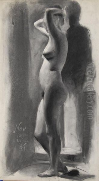 Standing Nude Oil Painting by Emil Fuchs