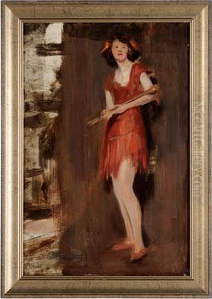 Flapper With A Baton Oil Painting by Emil Fuchs