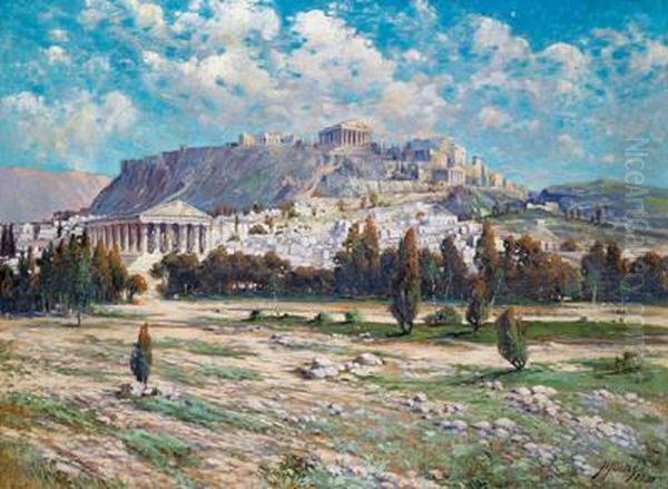 Blick Auf Die Akropolis Oil Painting by Hans Fuchs