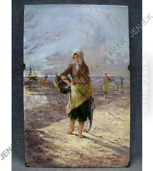 Britton Fisherwoman Oil Painting by Karl Fuchs