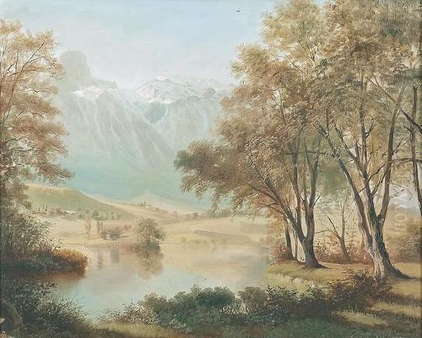 Sonnige Landschaft Im Berner Oberland. Oil Painting by Karl Fuchs