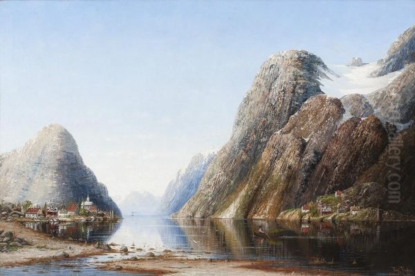 Fjordlandschaft Oil Painting by Therese Fuchs