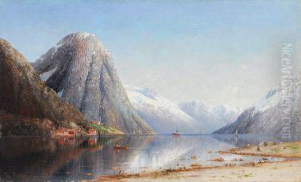 Fjordlandschaft Oil Painting by Therese Fuchs