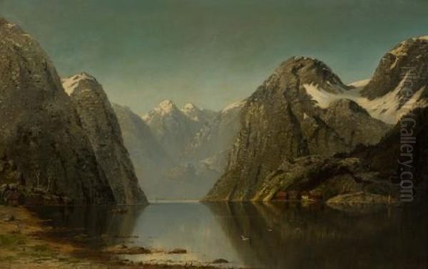 Norwegische Fjordlandschaft Oil Painting by Therese Fuchs