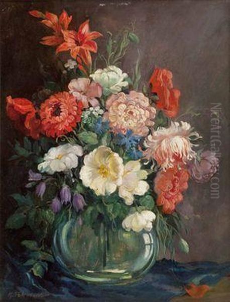 Blumenstillleben Oil Painting by Max Fuhrmann