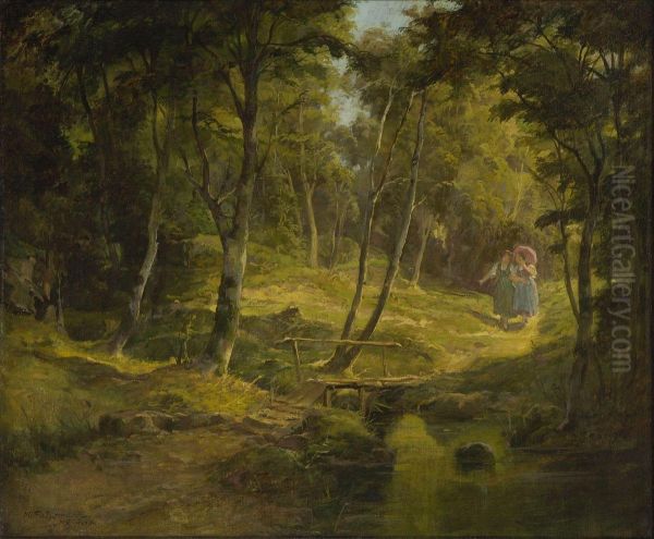 Waldspaziergang. Oil Painting by Max Fuhrmann