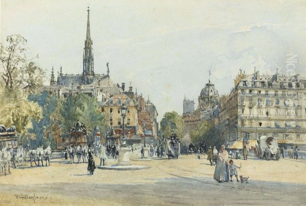 Place St Michael, Paris Oil Painting by John Fulleylove