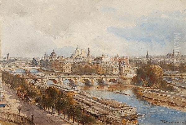 View Of Paris From The Seine Oil Painting by John Fulleylove