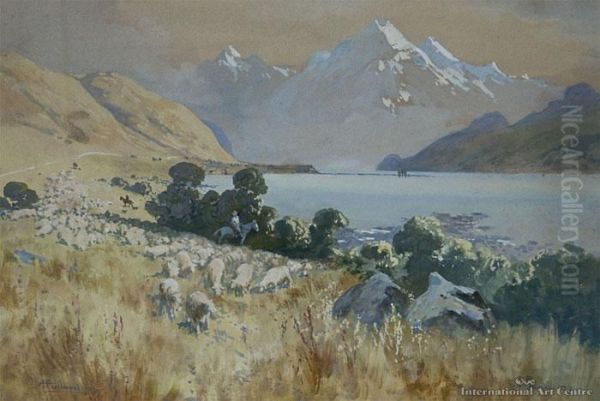 Lake Pukaki Oil Painting by Albert Henry Fullwood