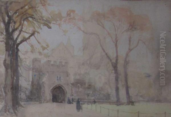 Canterbury Cathedral Oil Painting by Albert Henry Fullwood