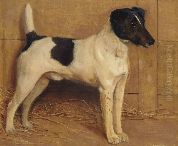 A Fox Terrier Oil Painting by Samuel Fulton