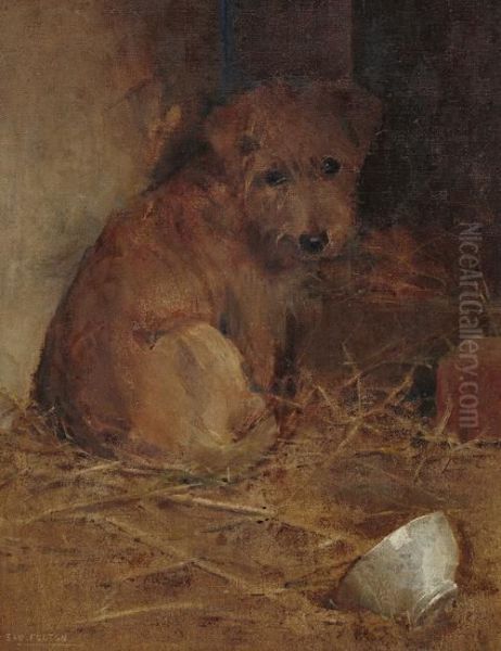 Terrier In A Manger Oil Painting by Samuel Fulton