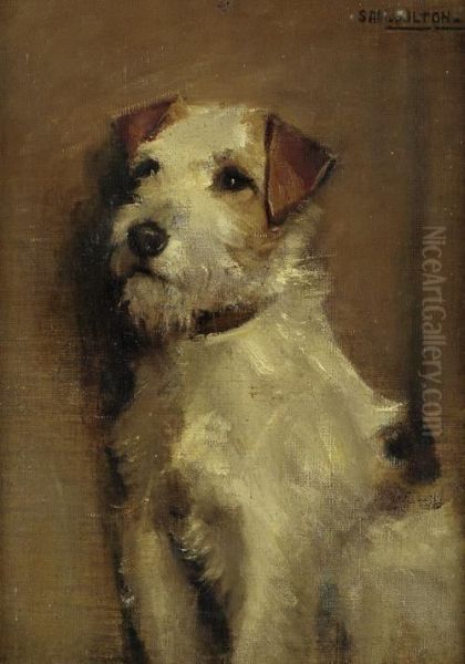 Terrier Seated Oil Painting by Samuel Fulton