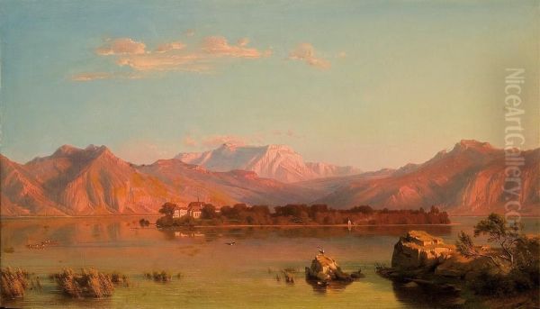 View On The Herreninsel Chiemsee Oil Painting by Heinrich Funk