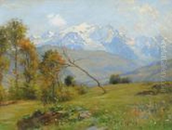 Blick Auf Das Mont Blanc Massiv Oil Painting by Francois Furet