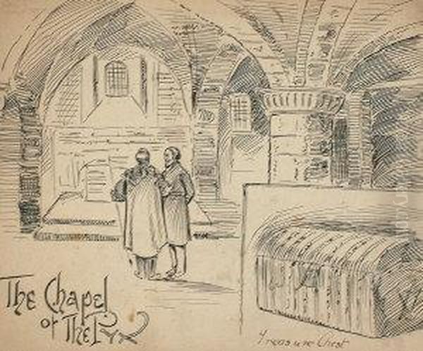 ''the Chapel Of The Pyx'' And ''interior Of Big Ben, Cleaning The Dial'' Oil Painting by Harry Furniss