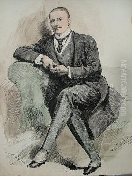 Furnis, -- Portrait Of A Gentleman, Traditionally Held To Be Lord Middleton Oil Painting by Harry Furniss