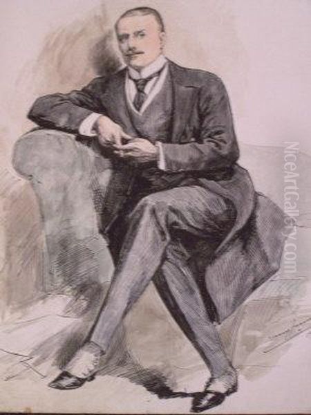 Furnis ,-- Portrait Of A Gentleman, Seated In A Dark Suit; Traditionally Held To Be Lord Middleton Oil Painting by Harry Furniss