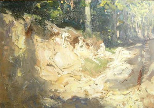 A Study Of A Pathin Halsdon Woods Oil Painting by Charles Wellington Furse