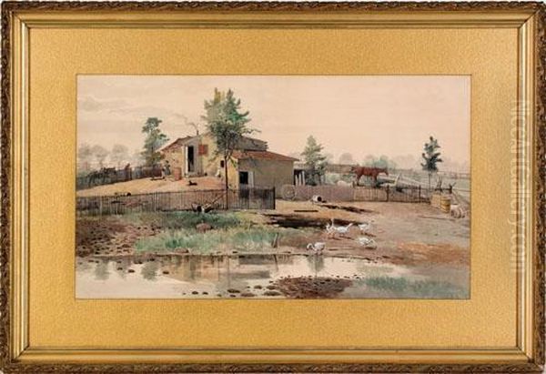 Farm Scene Oil Painting by Charles Louis Fussell