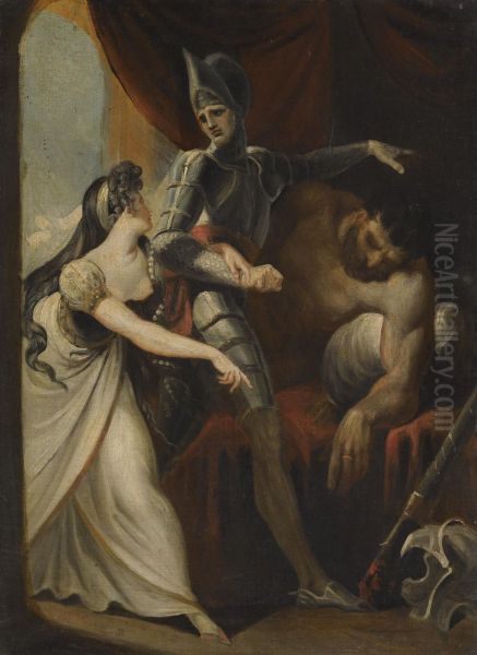 Huon Rescuing Angela From The Giant Angulaffer, From Wieland's Oberon Oil Painting by Johann Henry Fuseli