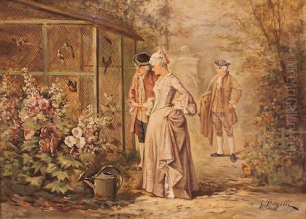 Walking Through The Garden Oil Painting by Borgelli G.