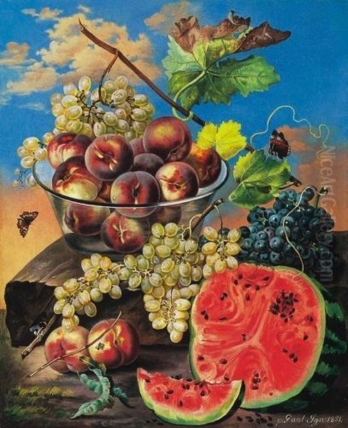 Still-life With Fruit Oil Painting by Ignac Gaal