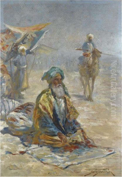 Praying Elder Oil Painting by Georgii Ivanovich Gabashvili