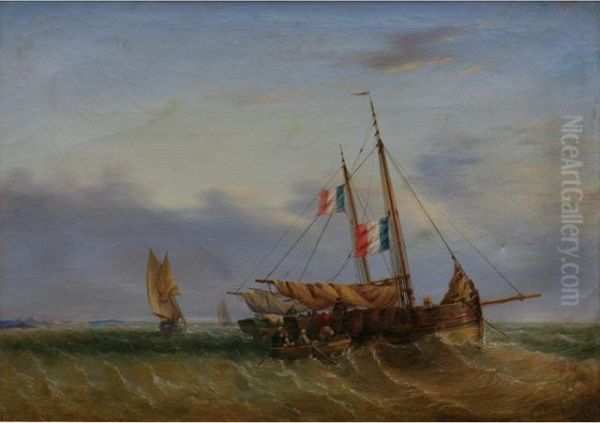 Embarquement Pour La Peche Oil Painting by Eugene Gabe