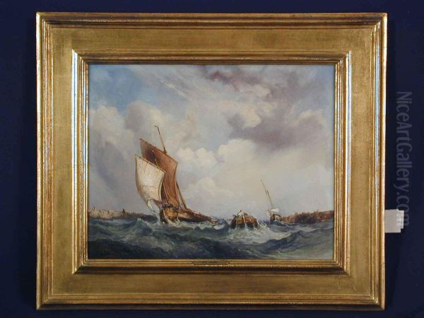 Fischerboote Vor Steiler Kuste Zwischen Molen Oil Painting by Nicolas Edward Gabe