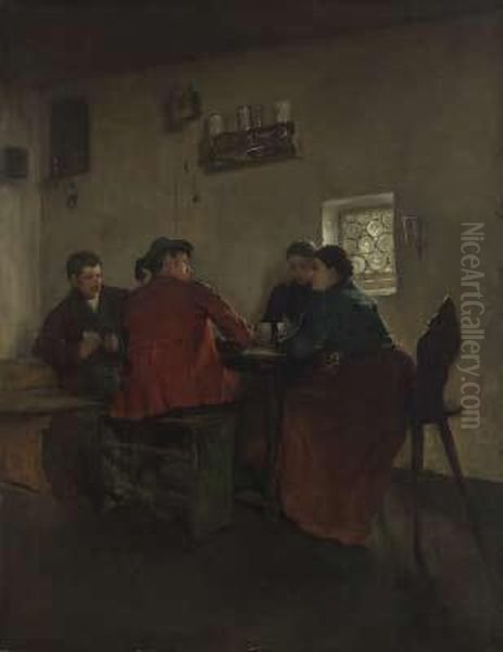 Das Kartenspiel Oil Painting by Alois Gabl