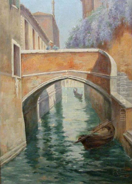 Canale Di
Venezia E Glicini Oil Painting by Pietro Gabrini