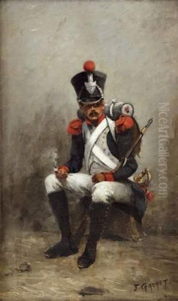 Militaire Assis Oil Painting by Jules Gachet