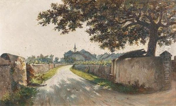 Sommerliche Strasse In Der Westschweiz. Oil Painting by Jules Gachet