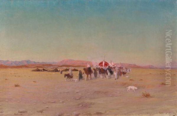 La Caravane De La Mariee A Biskra Oil Painting by Antoine Gadan