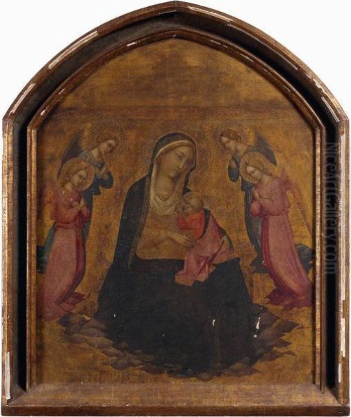 La Vierge D'humilite Entouree D'anges Oil Painting by Agnolo Gaddi