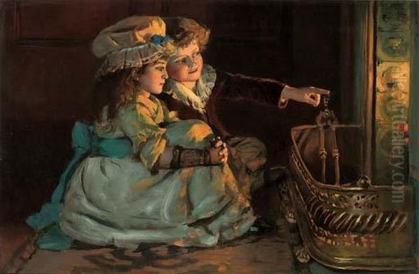 Beside The Hearth Oil Painting by William Hippon Gadsby