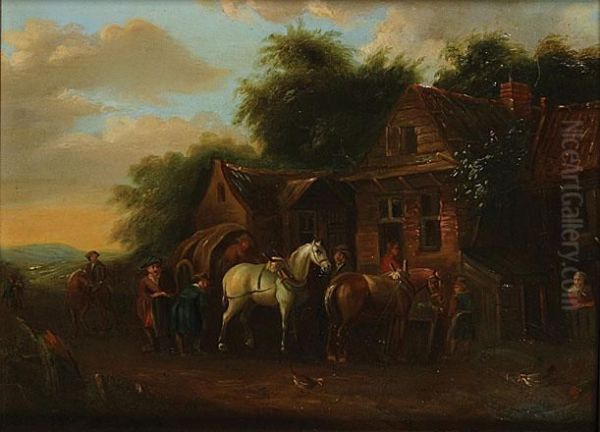 Reizigers Aan De Herberg Oil Painting by Barent Gael