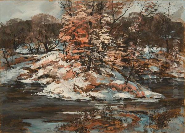 October Snow Oil Painting by Carl Frederick Gaertner