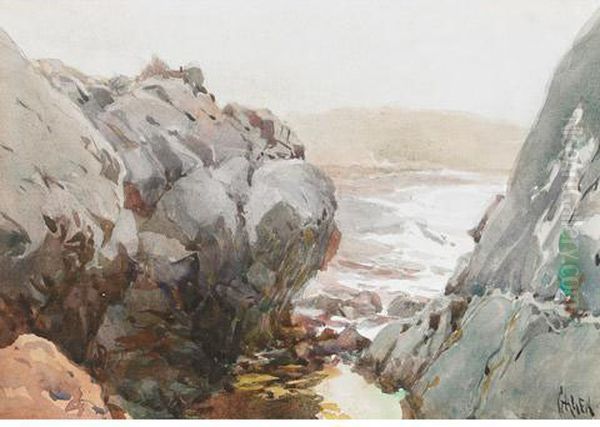 Rocky Seacoast Oil Painting by Robert Ford Gagen