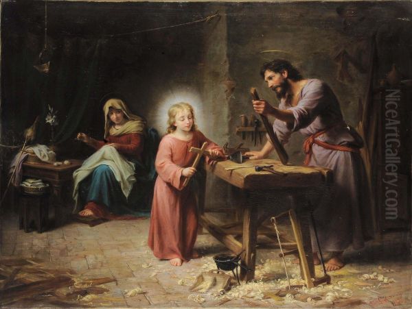 Sacra Famiglia Al Lavoro Oil Painting by Filippo Gagliardi